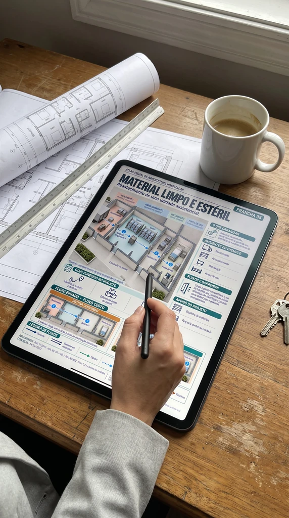 Consulta de fluxos de material limpo em tablet